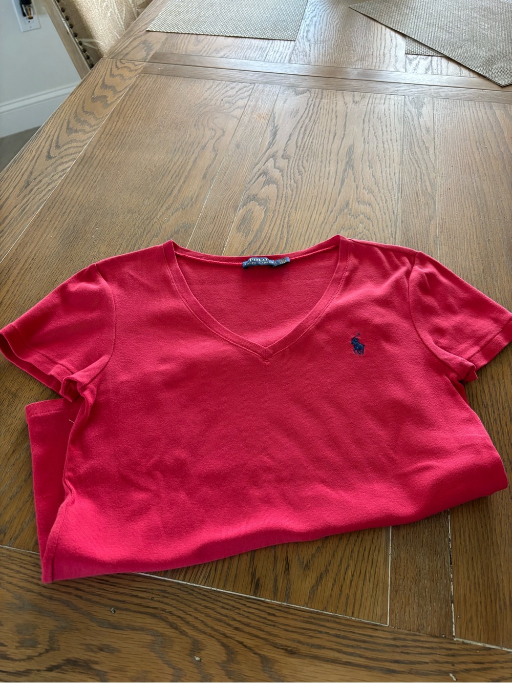 Ralph Lauren Bright Red Crewneck Tee with Polo Label